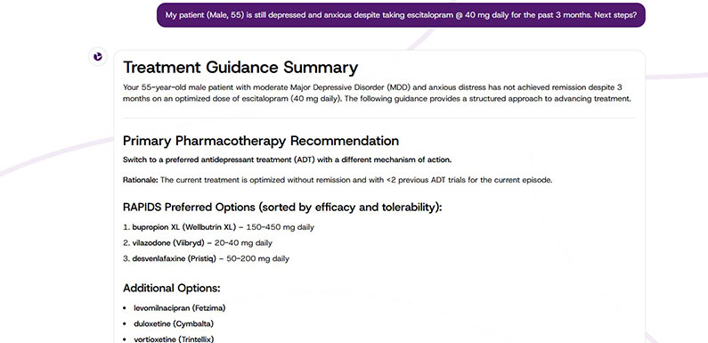 treatment guidance for depression, helping nps with psychiatric diagnoses